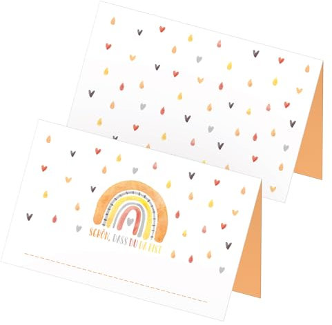 itenga 48 x Tischkarten Schön DASS du da bist - Platzkarte Namensschild (Regenbogen)