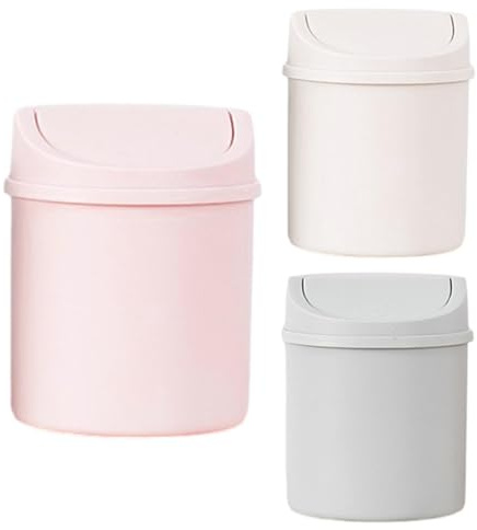 dzqad 3Piezas Papelera Escritorio, Papelera de Sobremesa, Papelera Para Escritorio, Cubo de Basura, Papelera Pequeña Escritorio con Tapa para Oficina, Cocina, Dormitorio