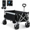 Voyager 200L Heavy Duty Festival Trolley on Wheels, Collapsible Beach Wagon, Portable Camping Cart with Adjustable Handle, Foldable Outdoor Trolley, 150kg Capacity with Drink Holder, Black