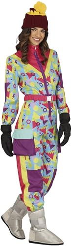 FIESTAS GUIRCA Déguisement rétro pour femme - Costume de ski coloré des années 80 - Costume amusant pour femme - Survêtement de skieur de snowboard des années 90 Taille L