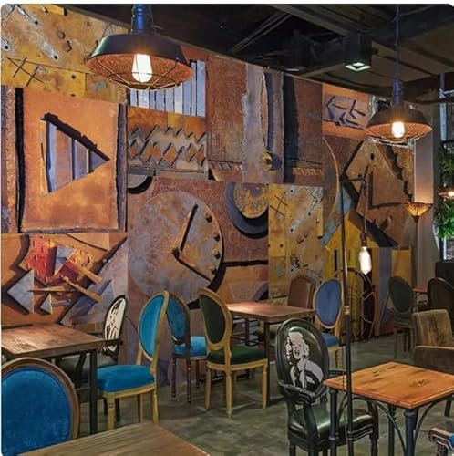 Papel pintado mural Nostalgia Papel tapiz de metal oxidado Papel tapiz para sala de estar Sofá Dormitorio, 3D, 150x105cm