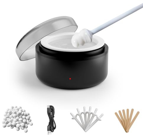 Nose Wax Kits, Nasenwachs Set für Männer, 50g Nasenhaarentferner Wachs, Mini-Tragbarer Wachswärme mit Nasenhaar Wachs, USB betrieben (Schwarz)