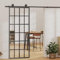 Annlera Schiebetür Glastür Glasschiebetür Glasschiebetürenm Vielseitig Innentür Eingangsmöbel Platzsparendes Design für Schlafzimmer Küchen Garagen Usw Transparent und Schwarz 76x2x205 cm
