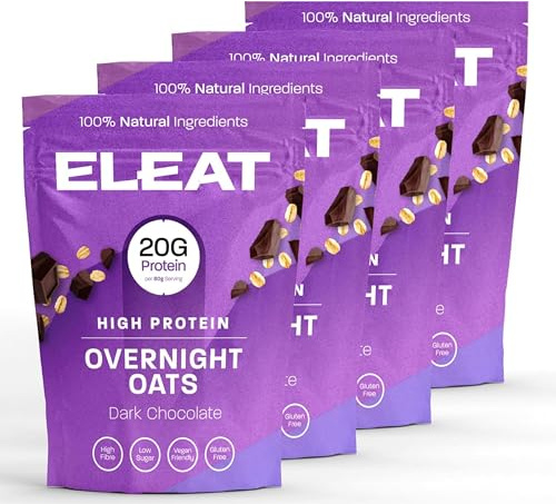ELEAT | High-Protein Healthy Overnight Oats Breakfast | Dark Chocolate | Gluten-Free & Vegan-Friendly | High-Fibre Low-Sugar Porridge | 4 x 400g