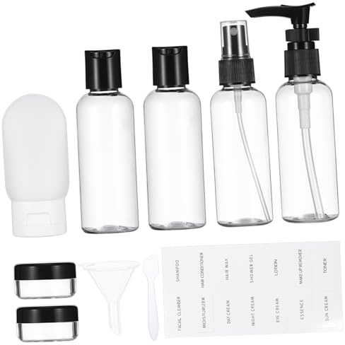 BAZEITFLOW Botellas de Viaje Recargables Pulverizador y Envases para Cremas Dispensadores para Cuidado con Bolsa Transparente Portátil y Diseño Prueba de Fugas para Higiene Personal Viajes