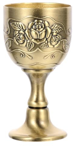 jojofuny Copa para Licores Delicados de 25 Ml Copa de Vino Retro Aleación de Zinc Dorada para Decoración y Fiestas