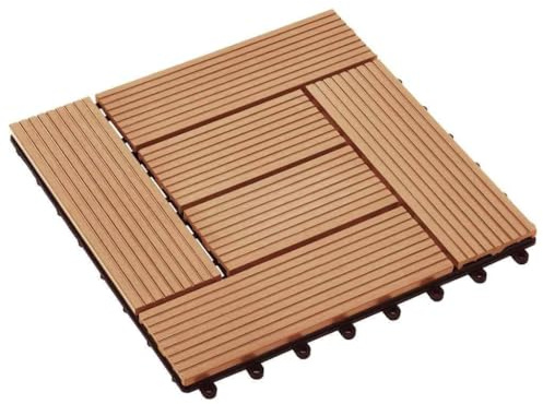 INLIFE Carreau de terrasse 11 pcs WPC 30 x 30 cm 1 m² Couleur Teck-45027