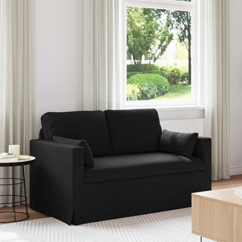 Ziaphsol Hörnsoffa, svart, 139 x 78 x 80 cm, tyg med sovfunktion och sänglåda för vardagsrum, lounge, kontor, modern skandinavisk design, hållbar metallram, bekväm relaxmöbel