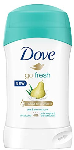 Dove Deodorante Go Fresh Pera e Aloe Vera Stick, Antitraspirante in Stick, con 1/4 Crema Idratante, Protezione Fino a 48 Ore, con Olio Nutriente, Uomo e Donna, 40 ml