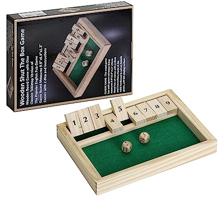 Win SPORTS Wooden Shut The Box Game - Dice Game 2 Player,Board Game,Classics Tabletop Version,Popular Pub Game,Math,Travel for Kids #9