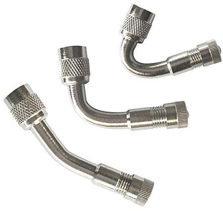 QitinDasen 3Pcs Professionell Reifen Ventilverlängerung Adapter Set, Vernickeltes Kupfer Reifenventil Verlängerung Schrader Ventil Adapter, für Fahrrad, Motorrad, Auto (Silber, 45°, 90°, 135°)