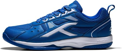 Hundred Raze Non-Marking Professional Badminton Shoes for Men (Blue White, Size: EU 43 UK 9 US 10) Material Upper: Polyester, Sole: Rubber Suitable for Indoor Tennis Squash Table Tennis