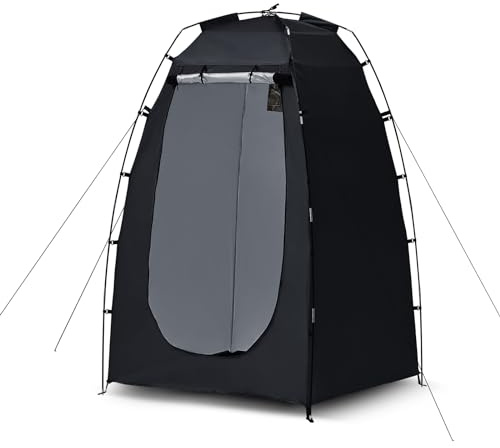 CLIPOP Pop Up Toilet Tent, Portable Shower Privacy Waterproof Anti-UV Changing Dressing for Beach Fishing Hiking Bathing, Outdoor Camping, With Carrying Bag (Black)