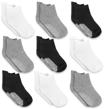 Infinno Baby Non Slip Ankle Socks with Grips, Toddlers Kids 1T-7T, 9 Pairs