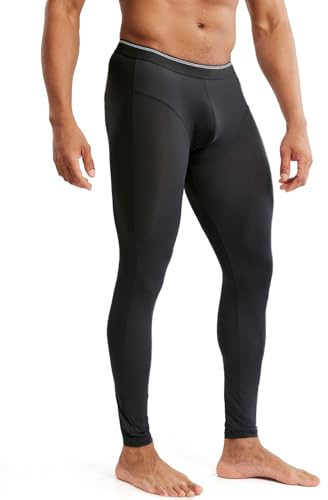 MIZOK Men’s See Through Mesh Compression Pants Ice Silk Yoga Slim Leggings Tights Black M