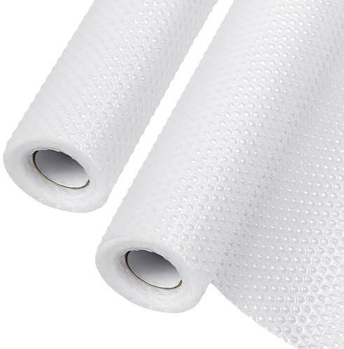 2 Rotoli di Rivestimento per Armadio Antiscivolo, 30x300cm Rivestimento per Armadio Trasparente, Tappetini per Ripiani Antiscivolo, Rivestimenti per Ripiani EVA Resistenti Olio per Armadi da Cucina