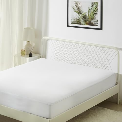Amazon Basics Funda Protectora de Colchón Impermeable con Cremallera para Cama de 140 - Cubre Colchón Anti Chinches y Ácaros, 140 x 200 x 30 cm, Blanco
