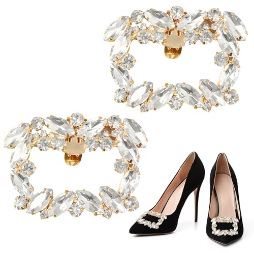GIKPAX 2 Pezzi Clip per Scarpe con Strass, Accessori per Scarpe, Decorazioni per Scarpe in Cristallo, Clip per Scarpe Rimovibili, Accessori per Scarpe, Ciondoli per Scarpe per Donne e Ragazze