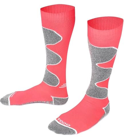 TODO Warme Merino Skisocken Damen ULTIMATE SKI Kniehohe Snowboard Socken Thermoaktiv Skistrümpfe, Atmungsaktiv (35-38, Rosa)