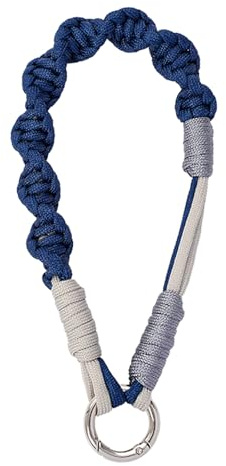 CHUQING Llavero corto de macramé con cordón azul para teléfono móvil, correa corta para muñeca