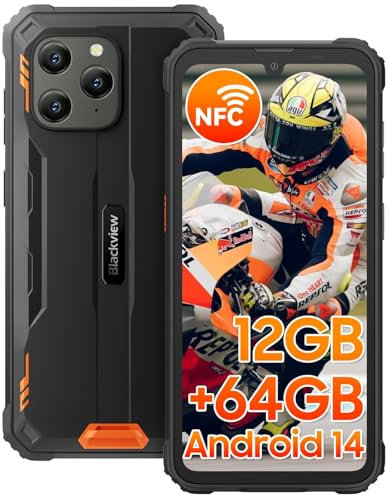 Blackview BV5300Pro Rugged Smartphone Android 14,12GB+64GB/1TB, 6580mAh Battery, 6.1 HD+,3 Cards Slot, IP68/IP69K Waterproof Phone,13MP Camera 4G Dual SIM/NFC/OTG/Face ID -Orange
