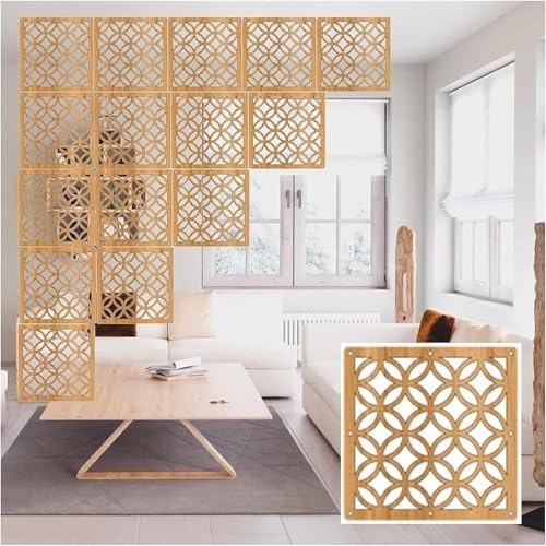 Fällbar Sekretess Skärm Sekretess Skärm Avskiljare Vägg Avskiljare Dekor, Ihålig Design Takmonterad Rumsavdelare För Vardagsrum Sovrum Kontor Restaurang, 1-100 St, Natural, 9Pcs
