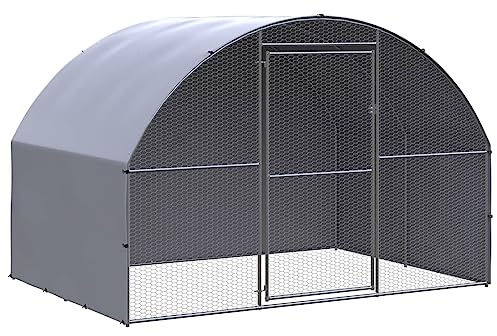 Hoodmeel Pollaio da Esterno, Pollaio per Galline da Esterno, Canile da Esterno Recinto per Galline, Gabbia per Polli da Esterno in Acciaio Zincato 3x2x2 m