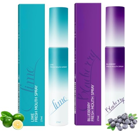 2PCS Dry Mouth Flavoured Spray,Fruit Oral Breath Sprays,Mouth Breath Freshener,Prevents Dry Mouth and Bad Breath,Oral Spray for Women&Men(Lemon & Blueberry)