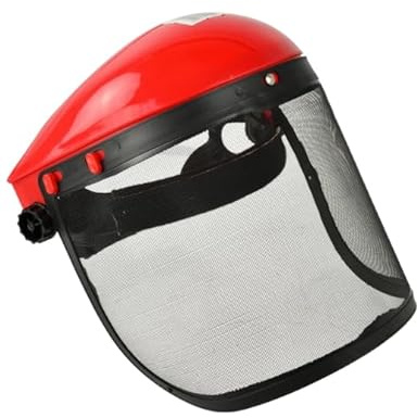 A.M.C. Visiera Decespugliatore Maschera Protettiva a rete Regolabile protezione per Viso e Occhi Scudo Facciale Protettivo Giardinaggio Casco Sicurezza (ROSSO)