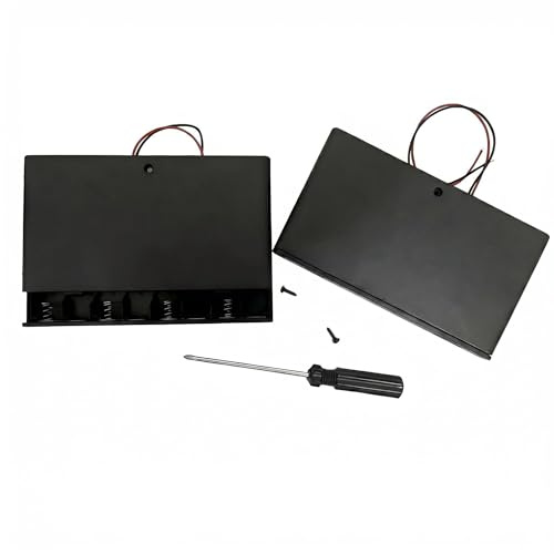 12V AA Battery Box, 2 Pieces, Plastic Storage Case with Switch | Leads Included, Screws Included, Screwdriver Included