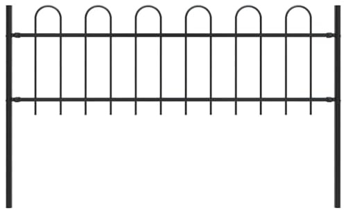 Mokuyary Valla de jardín con diseño de patillas de acero de 1,8 m, color negro, valla de jardín con malla cuadrada, ideal para parcelas, jardines y recintos de animales