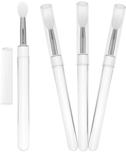 KICHOUSE Pinceles para Labios de Silicona 4 Piezas Tapa Antidespolvoreo, Aplicadores para Maquillaje, Sombra de Ojos y Mascarilla Labial, Mango Transparente, Uso Portátil para Belleza