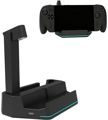 Laddningsdocka kompatibel med ROG för Xbox Ally X handhållen konsol, LED-ljus utrustat handhållet stativ för stationär spelstation och placering av bärbar spelenhet