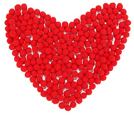 250 Pezzi Mini Pompon Piccolo Lanuginoso Pom Pon per Decorazione Arte Craft Fai Da Te, Rosso (8 mm)