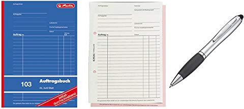 Auftragsbuch 103 / A5 / 3x 40 Blatt / selbstdurchschreibend + Touchpen Kugelschreiber