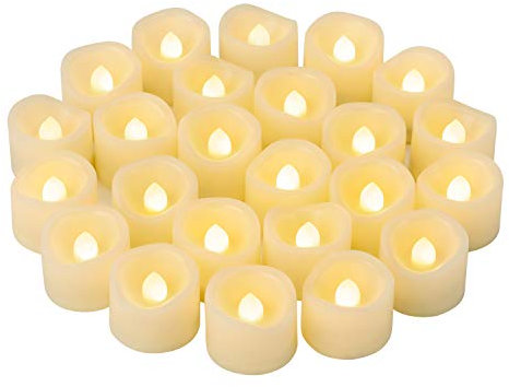 CANDLE IDEA 24 pezzi LED senza fiamma tremolante di plastica candela votive bulk funzionamento a batteria/elettrico piccole candele luminose finte per Halloween Natale