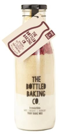 Bottled Baking Co White Chocolate & Raspberry Tray Bake Mix, Great Taste Award Winning Premade Cake Mix With Instructions For Baking A Delicious Tray Bake At Home (Makes Approx. 16 Slices)