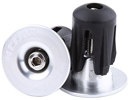 Alomejor 2 Stück Fahrrad Lenker Endstopfen Bunte Aluminiumlegierung Bike Bar Grip Plug Fahrradlenker Endkappen für Mountainbike Rennrad(Silber)
