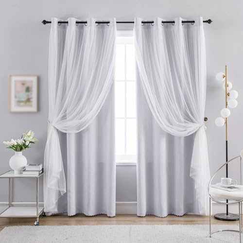 Anytime Double Layer Blackout Curtains 2 Panels,52Wx63L,Greyish White
