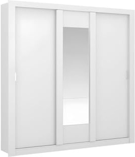 Vente-unique Armario con Espejo Roxane ñ 3 Puertas correderas ñ L. 220 cm ñ Blanco