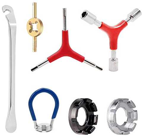 Fahrrad Speichenschlüssel, 7 Stücke Speichenspanner Fahrrad, Größe 10-15, Nippelspanner für Fahrrad reparieren