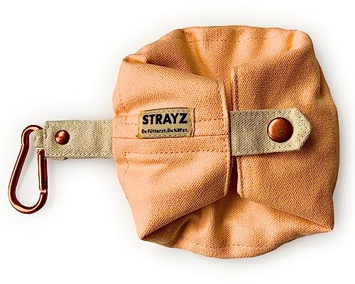STRAYZ Faltbarer Hundenapf - Leichter Reisenapf aus waschbarem Canva - ohne Plastik - schicker Faltnapf für Ausflüge mit praktischem Karabiner