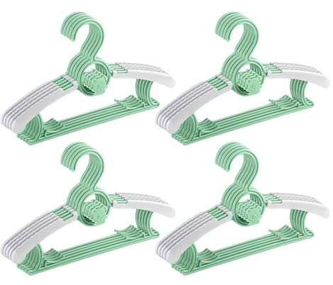 JurciCat 20 Pezzi Grucce Neonato Appendiabiti Bambini Estensibile con Ganci a Orsetto Impilabili per Vestiti di Bambini e Neonati