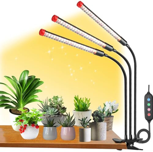 FRGROW Pflanzenlampe LED 27W, Vollspektrum Pflanzenlicht für Zimmerpflanzen, Pflanzenleuchte, Wachstumslampe für Pflanzen Gemüse, Präziser Timer Pflanzenlampen Fokussierfunktion