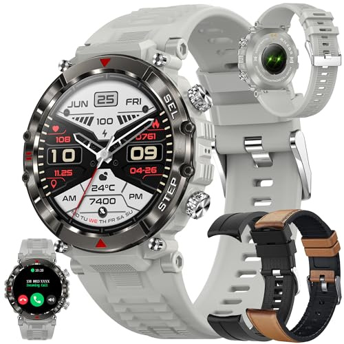 1,39 HD Smartwatch Män med Telefonfunktion, Fitness Tracker Pekskärm, Smartklocka med Sömnmonitor Pulsmätare 123 Sportlägen Sportklocka Fitnessklocka Armbandsur för Android IOS (Grå)