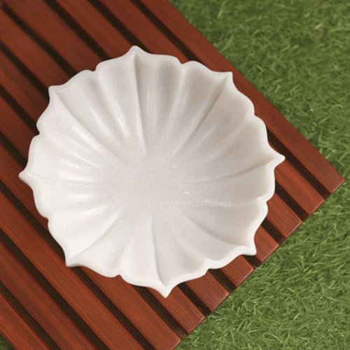 SWADESHI BLESSINGS Urli - Ciotola in marmo a forma di fiore di loto, realizzata a mano, stile moderno, decorazione per la casa, frutta, anello vintage, per fiori, regali di inaugurazione della casa,