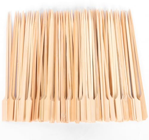 Zefphxs 200 Pcs Bamboo Skewers, 18cm Wooden Skewers for Kebabs, Cocktail Sticks BBQ Food Picks Fruit Burgers Sandwich Marshmallow Cocktails Buffet Party