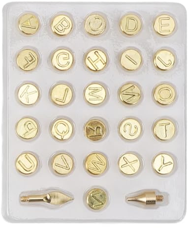 Punta di Marchio Alfabeto Personalizzato 26 Lettere Intaglio Punta per la Pelle in Legno in Pelle Leggera per Saldatura in Ottone Strumento di Bruciatura per la Pirografia Fai