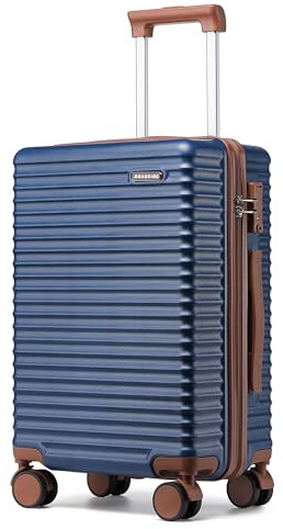 Ruausine 20-Inch Carry on Luggage, 55x40x20cm Cabin Suitcase with 4 Spinner Wheels & TSA Lock, Hardshell Lightweight Travel Suitcase, Small Rolling Luggage(Blue, 20 Inch)