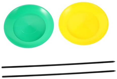 KICHOUSE 2 Bunte Jonglierteller Mit Kunststoffstäben Jonglierset Für Anfänger Und Erwachsene Robustes Jonglier Trickspielzeug Für Zirkus Party Und Bühnenshow